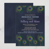 Peacock Feathers Rehearsal Dinner Invitations Kaart (Voorkant / Achterkant)