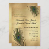 Peacock Feathers Rehearsal Dinner Kaart (Voorkant / Achterkant)