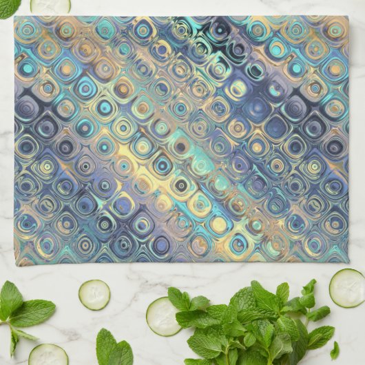 Peacock Feathers Retro Abstract Theedoek (Gevouwen)