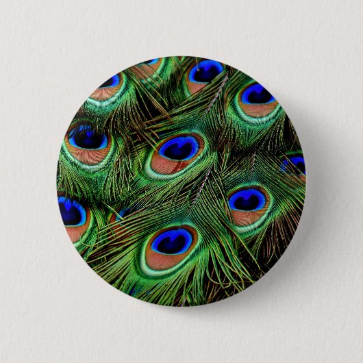 Peacock Feathers Ronde Button 5,7 Cm (Voorkant)