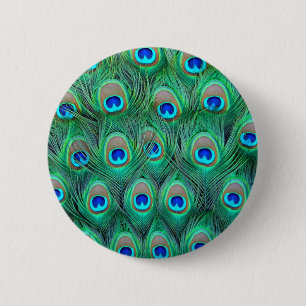Peacock Feathers Ronde Button 5,7 Cm