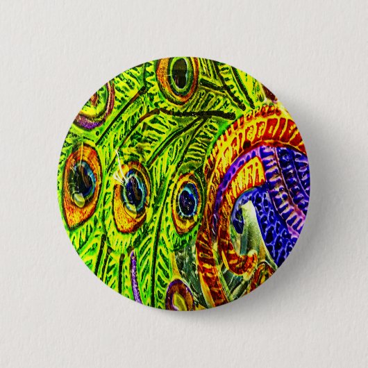 Peacock Feathers Ronde Button 5,7 Cm (Voorkant)