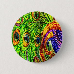 Peacock Feathers Ronde Button 5,7 Cm