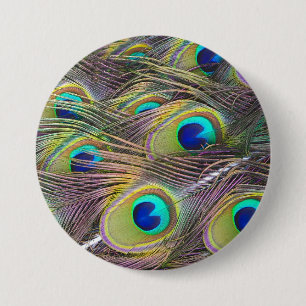 Peacock Feathers Ronde Button 7,6 Cm