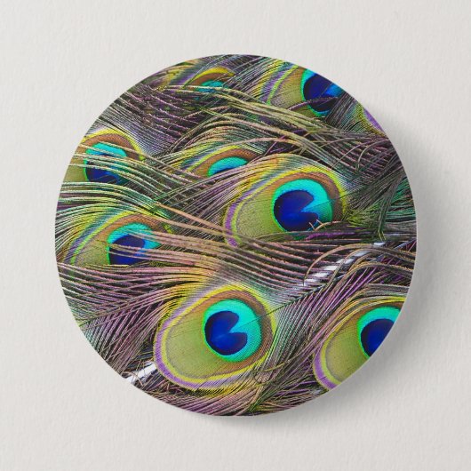 Peacock Feathers Ronde Button 7,6 Cm (Voorkant)