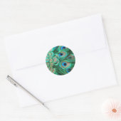 PEACOCK FEATHERS RONDE STICKER (Envelop)