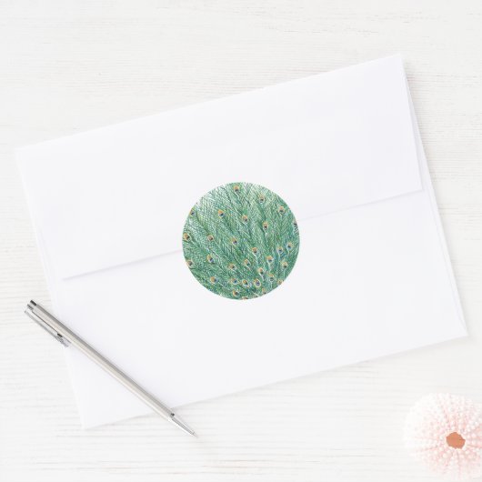  Peacock Feathers Ronde Sticker (Envelop)