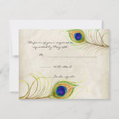Peacock Feathers Royal Blue RSVP-responskaarten RSVP Kaartje (Achterkant)