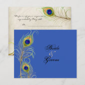 Peacock Feathers Royal Blue RSVP-responskaarten RSVP Kaartje (Voorkant / Achterkant)
