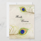 Peacock Feathers Royal Cobalt Blue bruiloft uitnod Kaart (Achterkant)