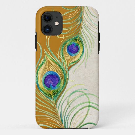Peacock Feathers Royal Damask Persoonlijke namen Case-Mate iPhone Case (Achterkant)