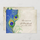 Peacock Feathers Royal Damask RSVP Response Kaart (Voorkant / Achterkant)