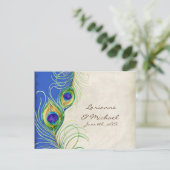 Peacock Feathers Royal Damask RSVP Response Kaart (Staand voorkant)