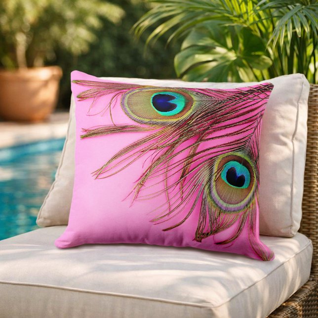 Peacock Feathers Roze Sierkussen (Creator heeft geüpload)
