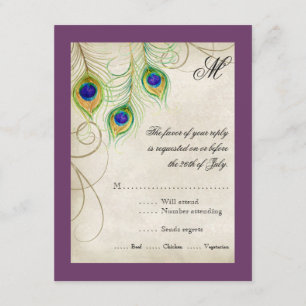 Peacock Feathers RSVP-reactiekaart RSVP Kaartje