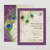 Peacock Feathers RSVP-reactiekaart RSVP Kaartje (Voorkant / Achterkant)