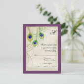 Peacock Feathers RSVP-reactiekaart RSVP Kaartje (Staand voorkant)