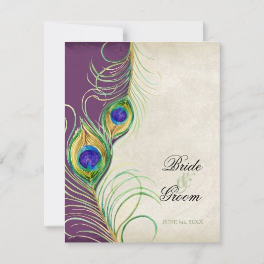 Peacock Feathers RSVP-reactiekaart RSVP Kaartje (Achterkant)