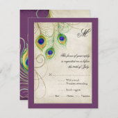 Peacock Feathers RSVP-reactiekaart RSVP Kaartje (Voorkant / Achterkant)