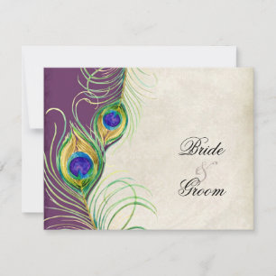 Peacock Feathers RSVP Respons Kaarten