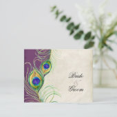 Peacock Feathers RSVP Respons Kaarten Kaartje (Staand voorkant)