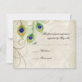 Peacock Feathers RSVP Respons Kaarten Kaartje (Achterkant)
