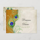 Peacock Feathers RSVP Response Briefkaarten (Voorkant / Achterkant)