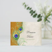 Peacock Feathers RSVP Response Briefkaarten (Staand voorkant)