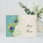 Peacock Feathers RSVP-responskaarten RSVP Kaartje (Staand voorkant)