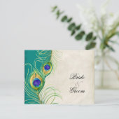 Peacock Feathers RSVP-responskaarten RSVP Kaartje (Staand voorkant)