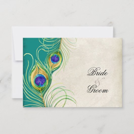 Peacock Feathers RSVP-responskaarten RSVP Kaartje (Voorkant)