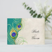 Peacock Feathers RSVP-responskaarten RSVP Kaartje (Staand voorkant)