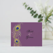 Peacock Feathers RSVP-responskaarten RSVP Kaartje (Staand voorkant)