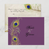 Peacock Feathers RSVP-responskaarten RSVP Kaartje (Voorkant / Achterkant)