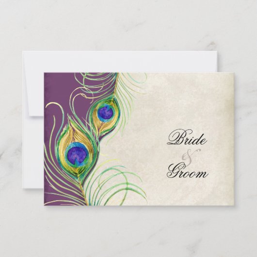 Peacock Feathers RSVP-responskaarten RSVP Kaartje (Voorkant)