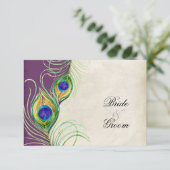 Peacock Feathers RSVP-responskaarten RSVP Kaartje (Staand voorkant)