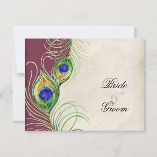 Peacock Feathers RSVP-responskaarten RSVP Kaartje (Voorkant)