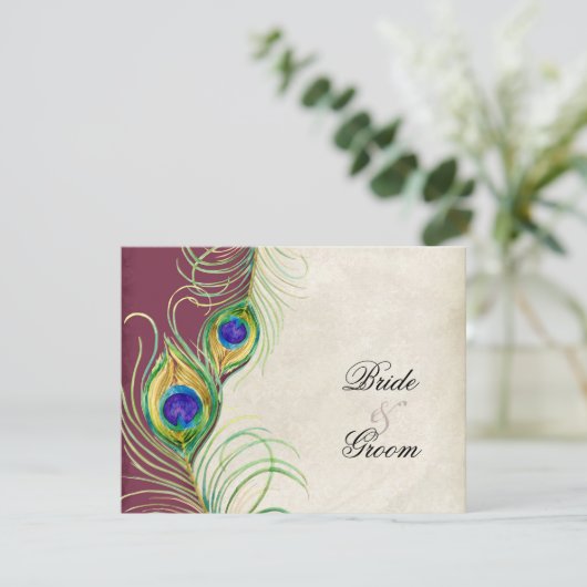 Peacock Feathers RSVP-responskaarten RSVP Kaartje (Staand voorkant)