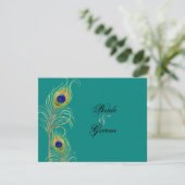 Peacock Feathers RSVP-responskaarten RSVP Kaartje (Staand voorkant)