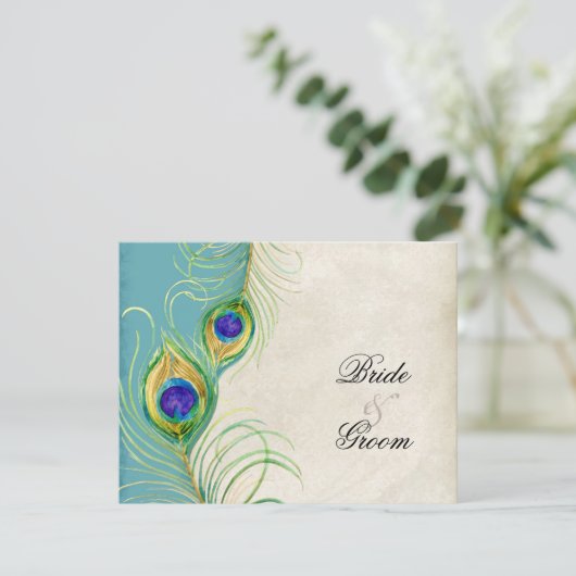 Peacock Feathers RSVP-responskaarten RSVP Kaartje (Staand voorkant)