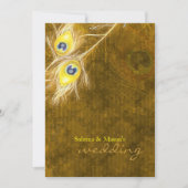 Peacock Feathers Rustic Herfst Bruin Wedding Kaart (Voorkant)
