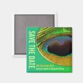 Peacock Feathers Save the Date Magnet (Voorkant / Achterkant)