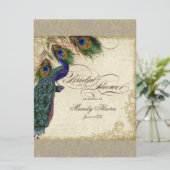 Peacock Feathers Silver Vrijgezellenfeest Kaart (Staand voorkant)