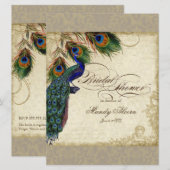 Peacock Feathers Silver Vrijgezellenfeest Kaart (Voorkant / Achterkant)