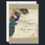 Peacock Feathers Silver Vrijgezellenfeest Kaart<br><div class="desc">Dit ontwerp bestaat uit een statelijke pauw op een boomtak gemaakt van kunstelementen, gelaagd over drie paukveren en een engel etsen, zeren, antiek handschrift, met de hand geschilderde kant, bedekte perkament en een mooi origineel kunstdamtpatroon. De kleur op de achtergrond van de staafje en crème kan worden aangepast aan uw...</div>
