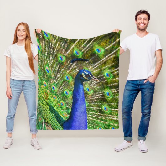 Peacock Feathers Soft Fleece Deken (In situ)