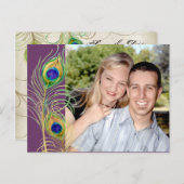 Peacock Feathers sparen de Datum uitnodigen Kaarte Aankondigingskaart (Voorkant / Achterkant)