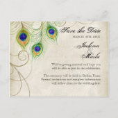 Peacock Feathers sparen de Datum uitnodigen Kaarte Aankondigingskaart (Achterkant)