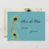 Peacock Feathers sparen de Datum uitnodigen Kaarte Save The Date (Voorkant / Achterkant)