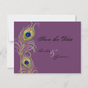 Peacock Feathers sparen de Datum uitnodigen Kaarte Save The Date